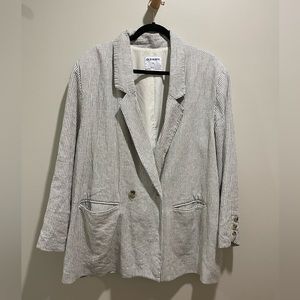 Old Navy Striped Linen-Blend Blazer - Double Breasted